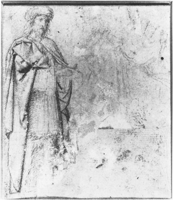Wikioo.org – La Enciclopedia de las Bellas Artes - Pintura, Obras de arte de Gerard David - Verso de la primera Sketch rey Cambises