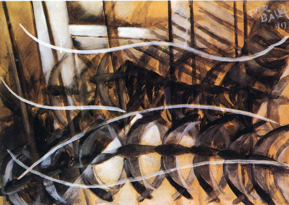 Wikioo.org - สารานุกรมวิจิตรศิลป์ - จิตรกรรม Giacomo Balla - Lines of Movement and Dynamic Succession