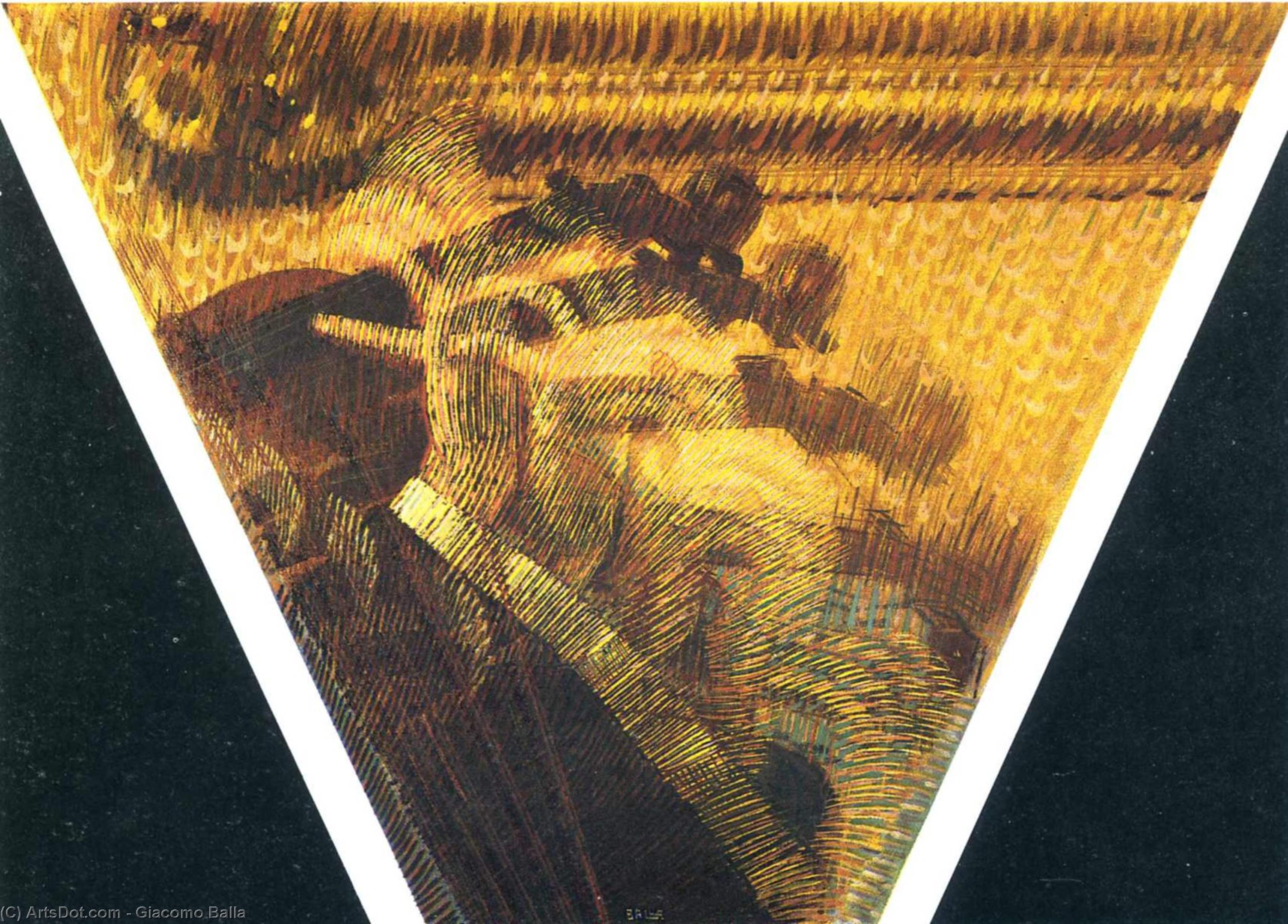 Wikioo.org – La Enciclopedia de las Bellas Artes - Pintura, Obras de arte de Giacomo Balla - el mano todaclasede  el  violinista