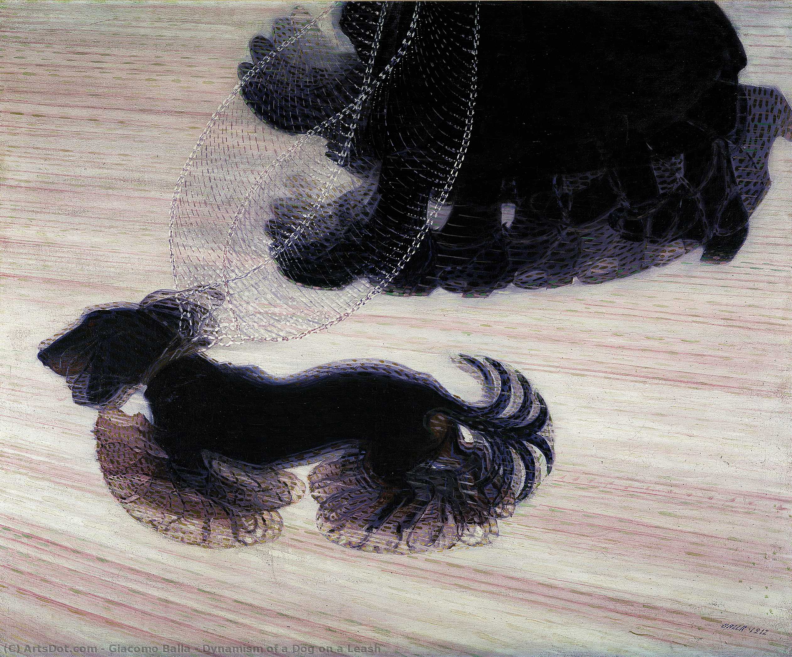 Wikioo.org - The Encyclopedia of Fine Arts - Painting, Artwork by Giacomo Balla - Dynamism of a Dog on a Leash