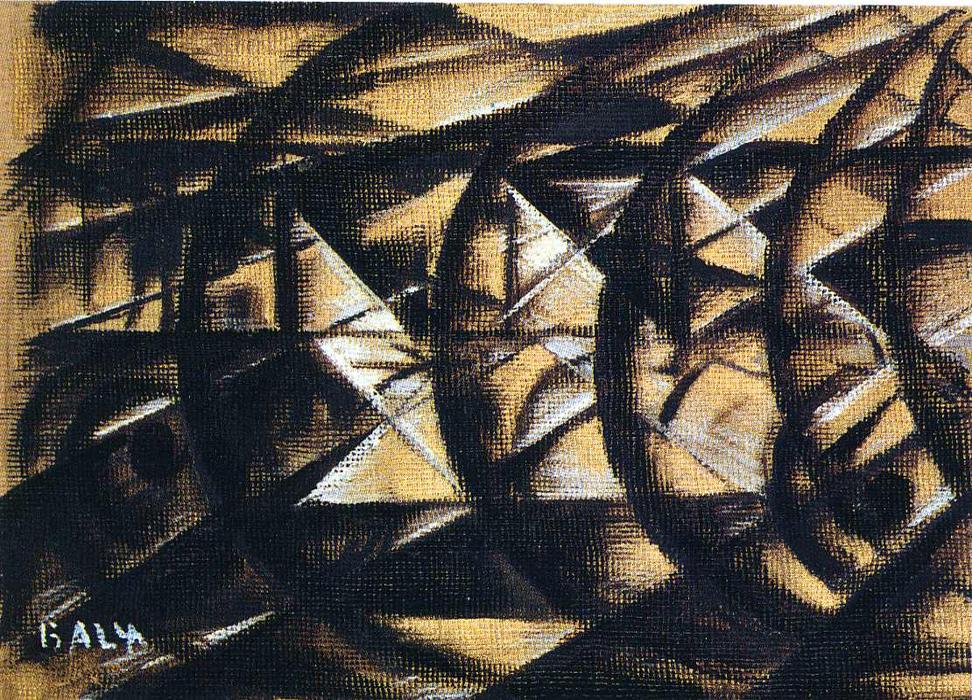 Wikioo.org - The Encyclopedia of Fine Arts - Painting, Artwork by Giacomo Balla - Speed of a Motorcycle (study)