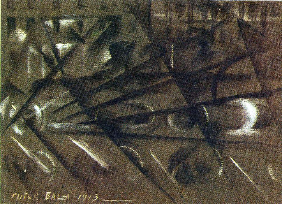 Wikioo.org – La Enciclopedia de las Bellas Artes - Pintura, Obras de arte de Giacomo Balla - velocidad de un  automóvil  estudio