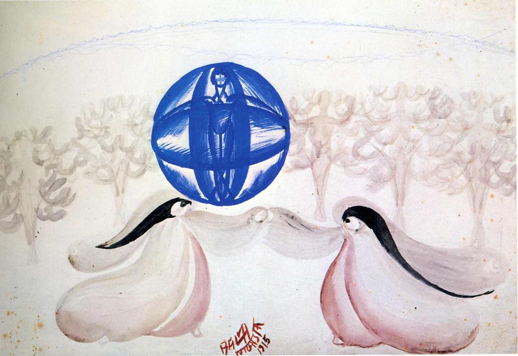 Wikoo.org - موسوعة الفنون الجميلة - اللوحة، العمل الفني Giacomo Balla - Design sketches: 'Mimicry synoptic' or 'Spring'