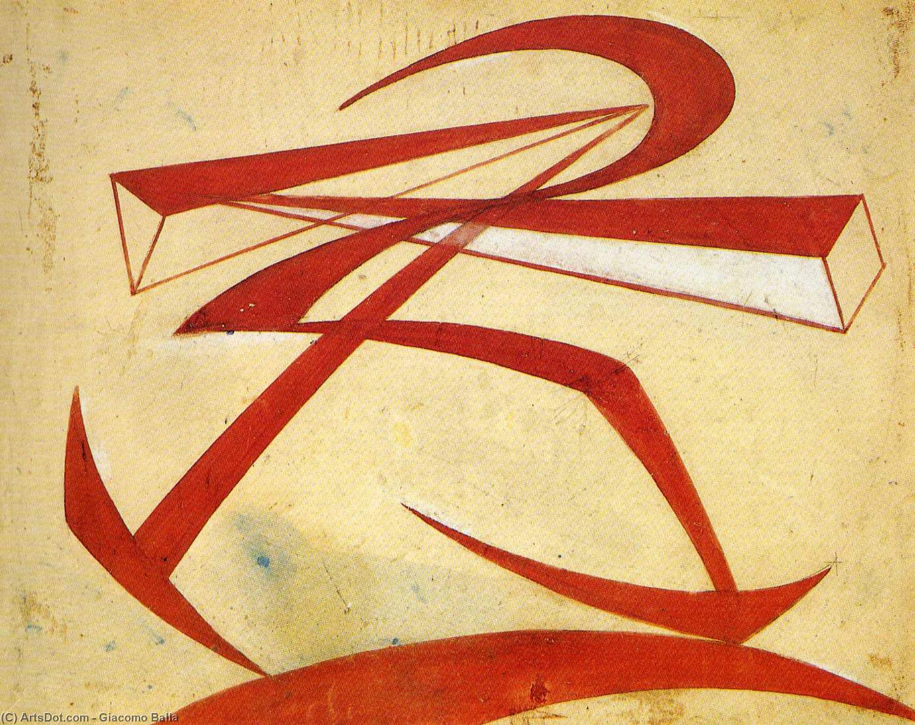 Wikoo.org - موسوعة الفنون الجميلة - اللوحة، العمل الفني Giacomo Balla - Lines-Force of Boccioni's Fist