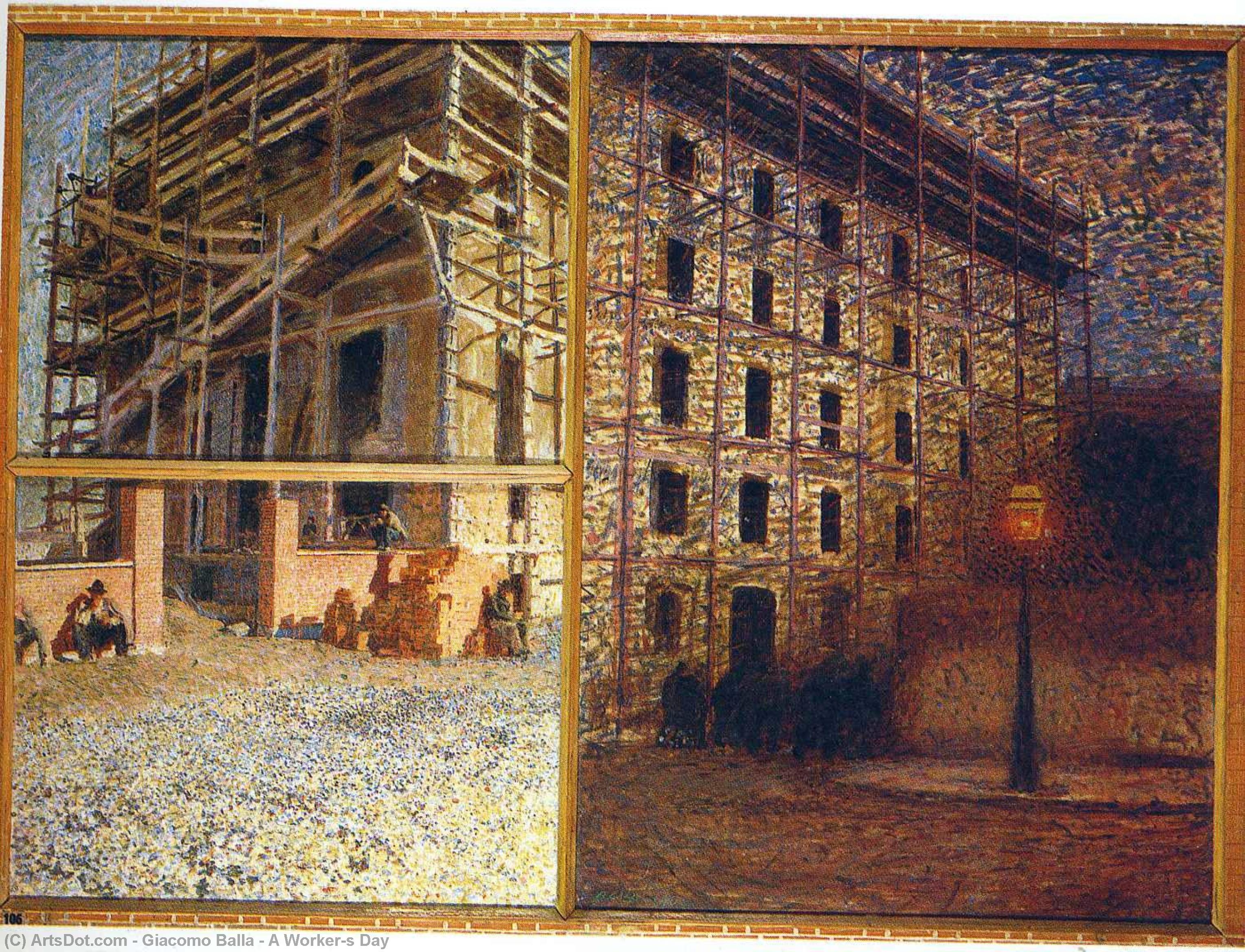 Wikioo.org - Die Enzyklopädie bildender Kunst - Malerei, Kunstwerk von Giacomo Balla - Tag eines Arbeitnehmers