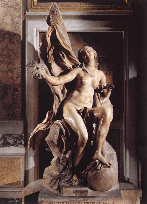 Wikioo.org - The Encyclopedia of Fine Arts - Painting, Artwork by Gian Lorenzo Bernini - Truth Unveiled by Time