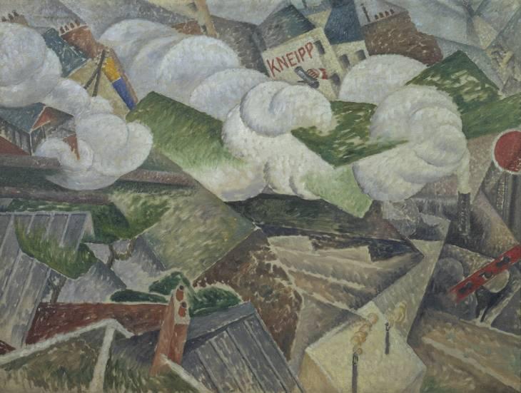 Wikioo.org - The Encyclopedia of Fine Arts - Painting, Artwork by Gino Severini - Suburban Train Arriving in Paris
