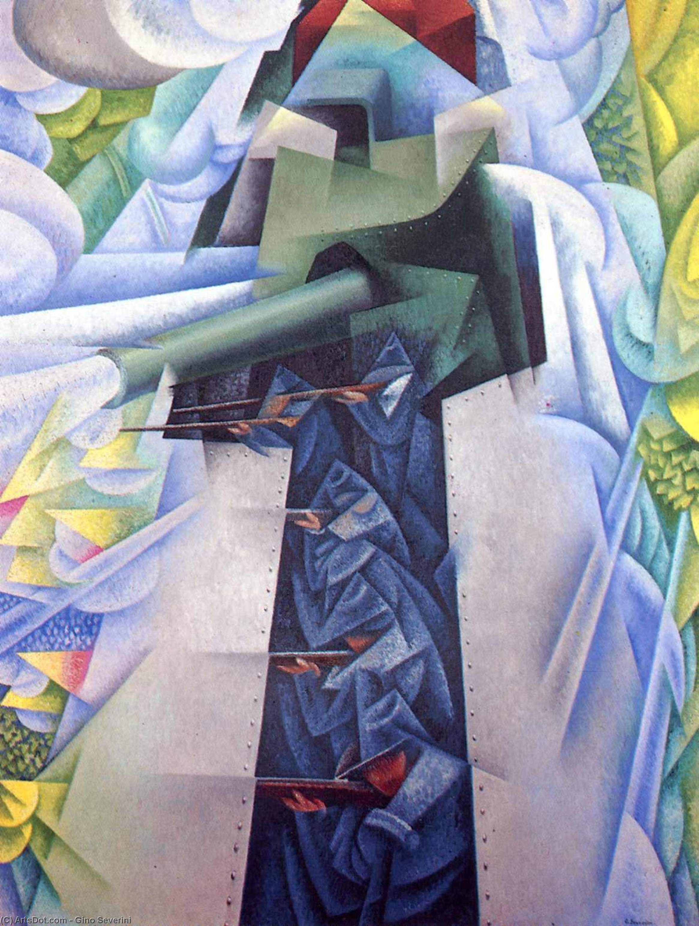 WikiOO.org - 백과 사전 - 회화, 삽화 Gino Severini - Armored Train in Action