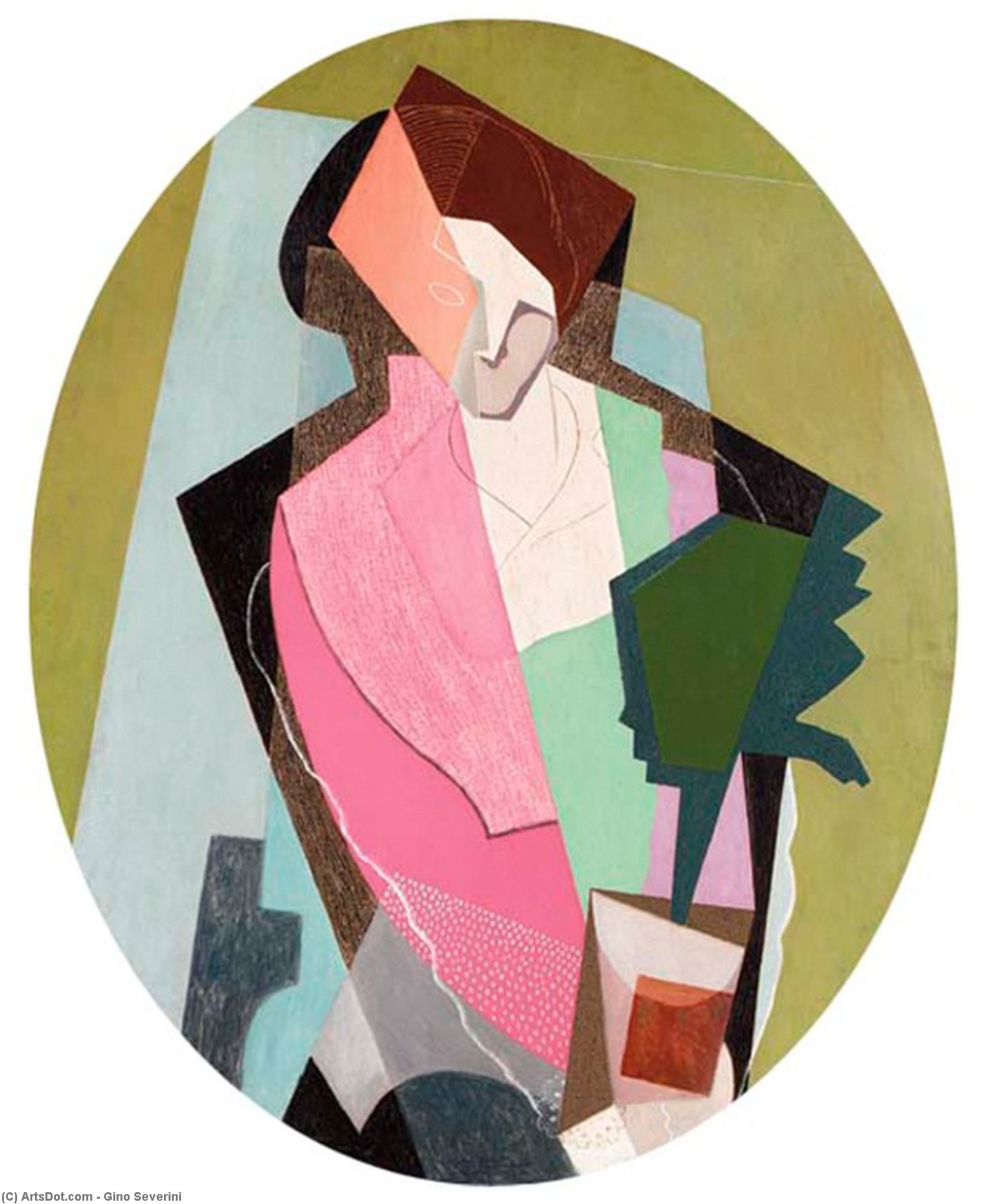 Wikioo.org - The Encyclopedia of Fine Arts - Painting, Artwork by Gino Severini - Woman with Green Plant