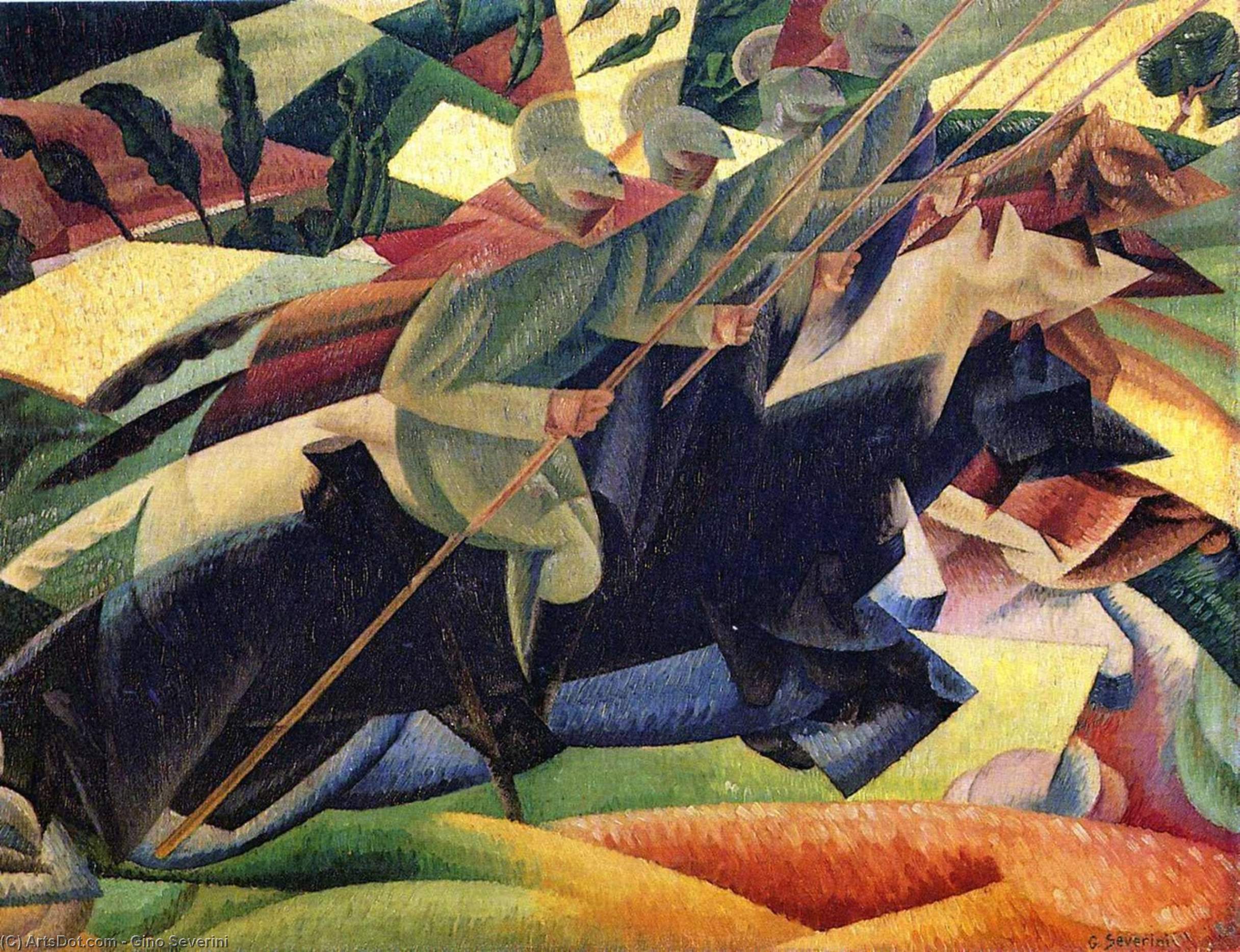 Wikioo.org - The Encyclopedia of Fine Arts - Painting, Artwork by Gino Severini - Lancers