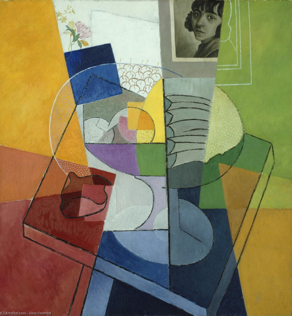 WikiOO.org - Encyclopedia of Fine Arts - Maľba, Artwork Gino Severini - Still Life. Centrifugal Expansion of Colors.