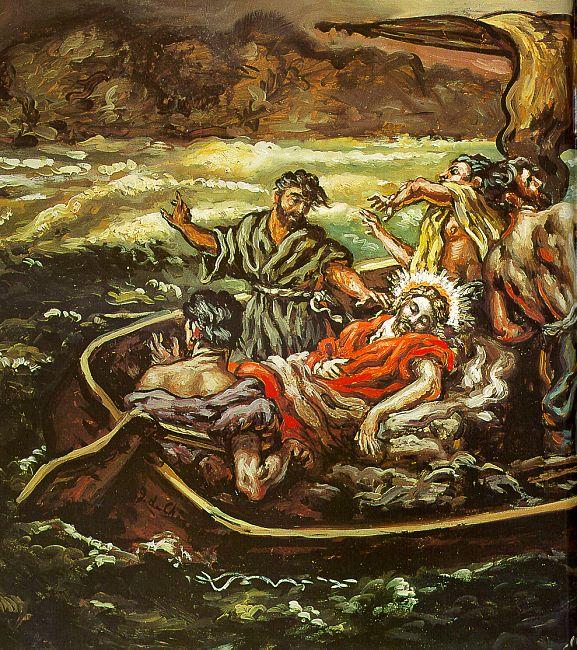 WikiOO.org – 美術百科全書 - 繪畫，作品 Giorgio De Chirico - 基督和 的  风暴