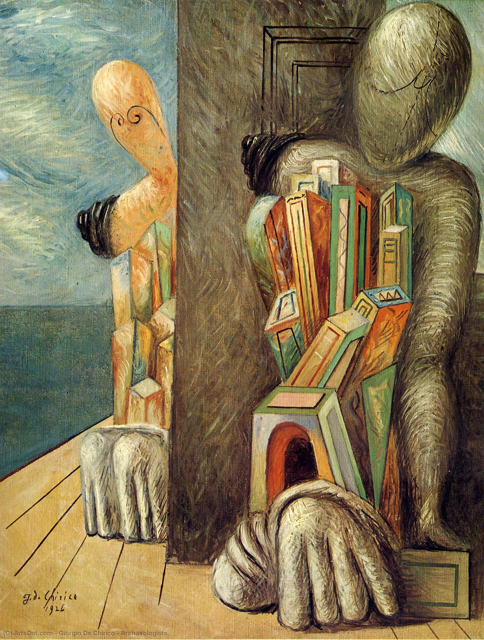 Wikioo.org - The Encyclopedia of Fine Arts - Painting, Artwork by Giorgio De Chirico - Archaeologists