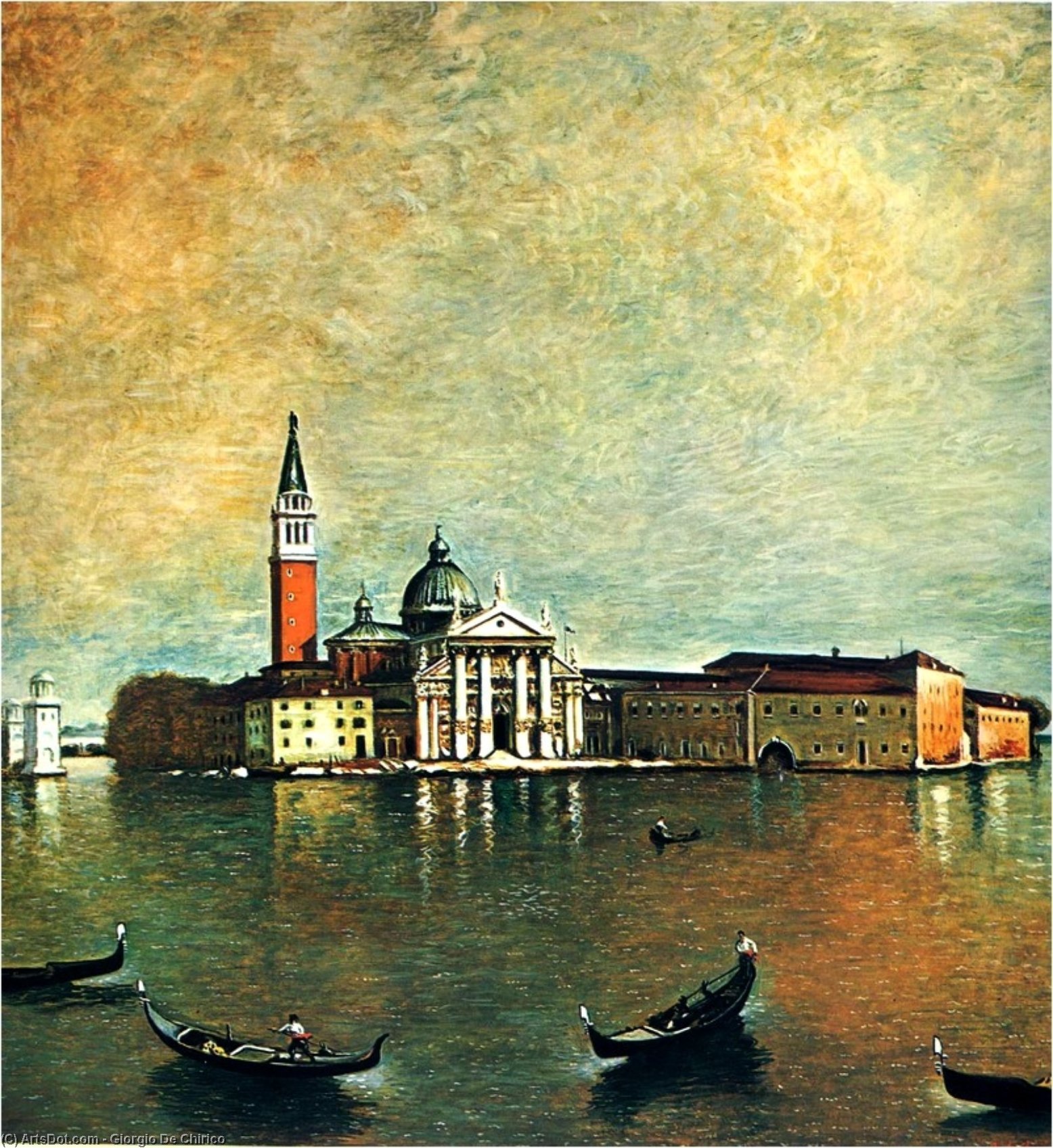 Wikoo.org - موسوعة الفنون الجميلة - اللوحة، العمل الفني Giorgio De Chirico - Island San Giorgio