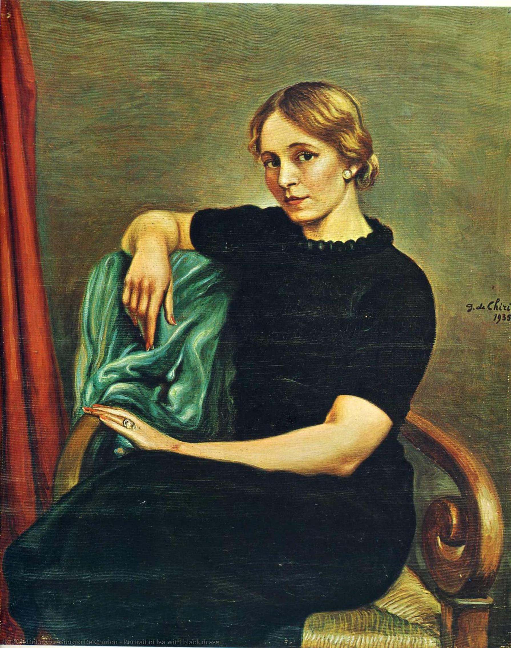 WikiOO.org - Енциклопедия за изящни изкуства - Живопис, Произведения на изкуството Giorgio De Chirico - Portrait of Isa with black dress
