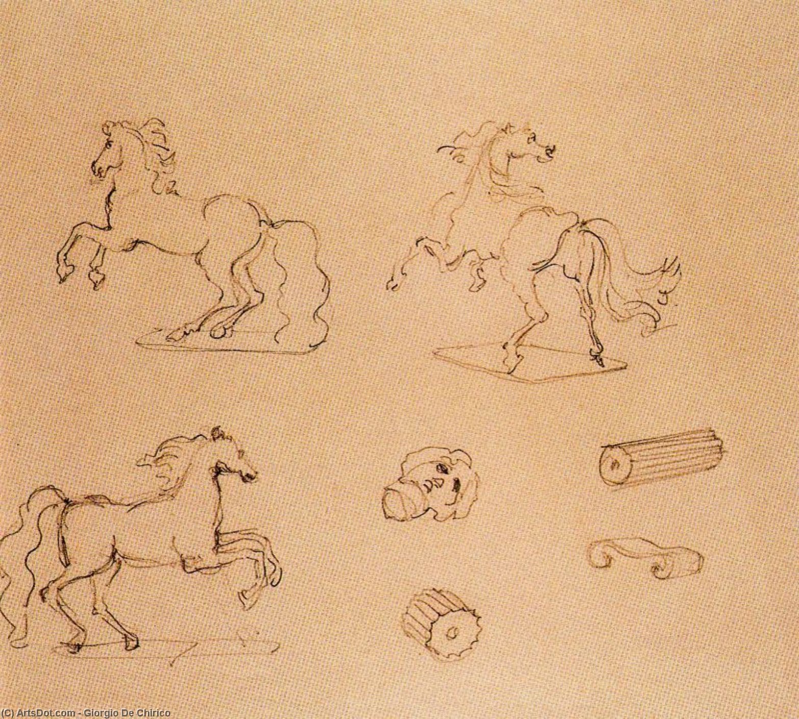 WikiOO.org - אנציקלופדיה לאמנויות יפות - ציור, יצירות אמנות Giorgio De Chirico - A horse