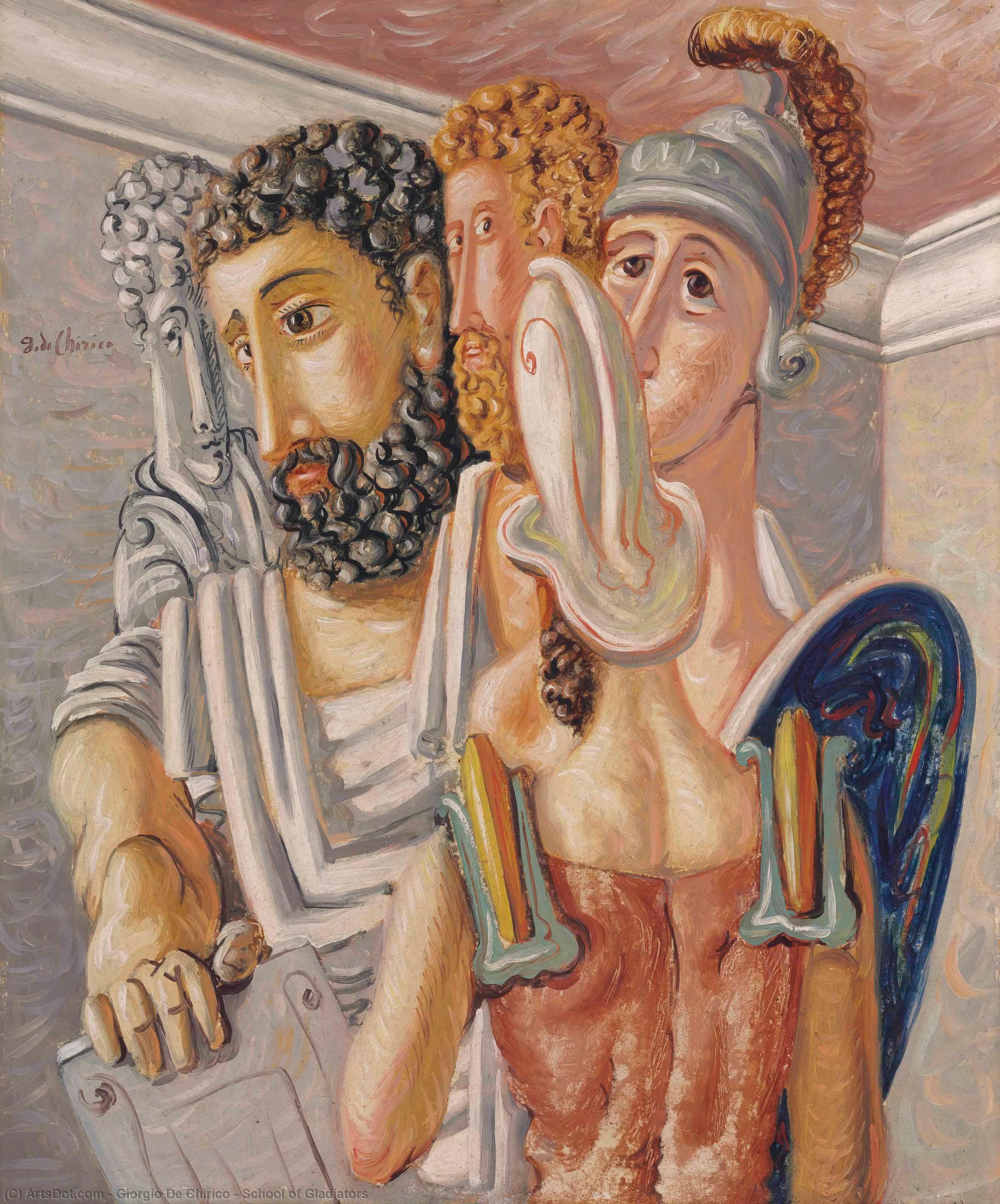 WikiOO.org - Encyclopedia of Fine Arts - Maľba, Artwork Giorgio De Chirico - School of Gladiators