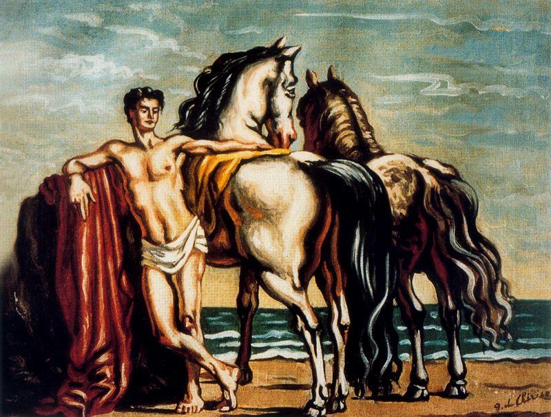 Wikioo.org - The Encyclopedia of Fine Arts - Painting, Artwork by Giorgio De Chirico - Groom with two horses
