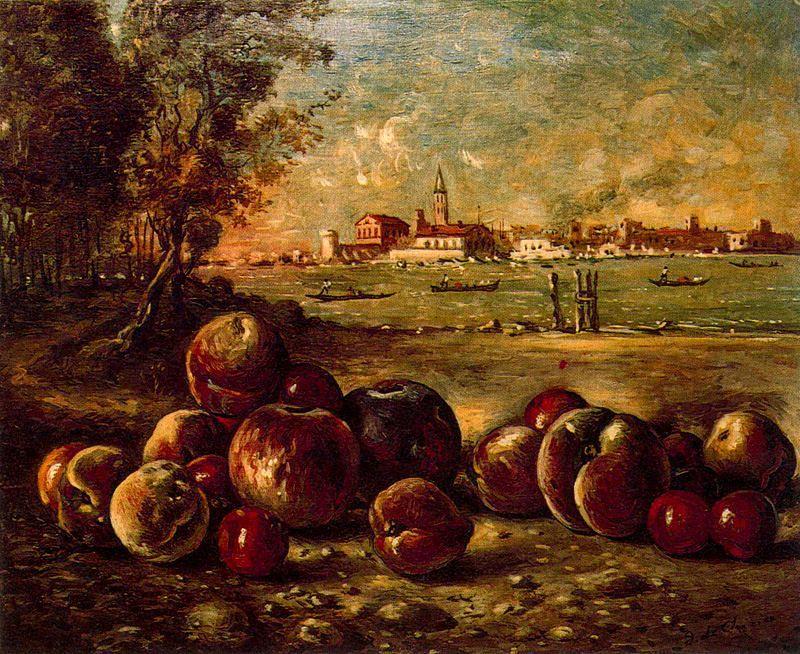 WikiOO.org - Енциклопедия за изящни изкуства - Живопис, Произведения на изкуството Giorgio De Chirico - Still life in Venetian landscape