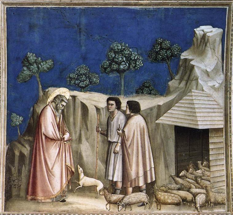 Wikioo.org – La Enciclopedia de las Bellas Artes - Pintura, Obras de arte de Giotto Di Bondone - Joachim entre los pastores