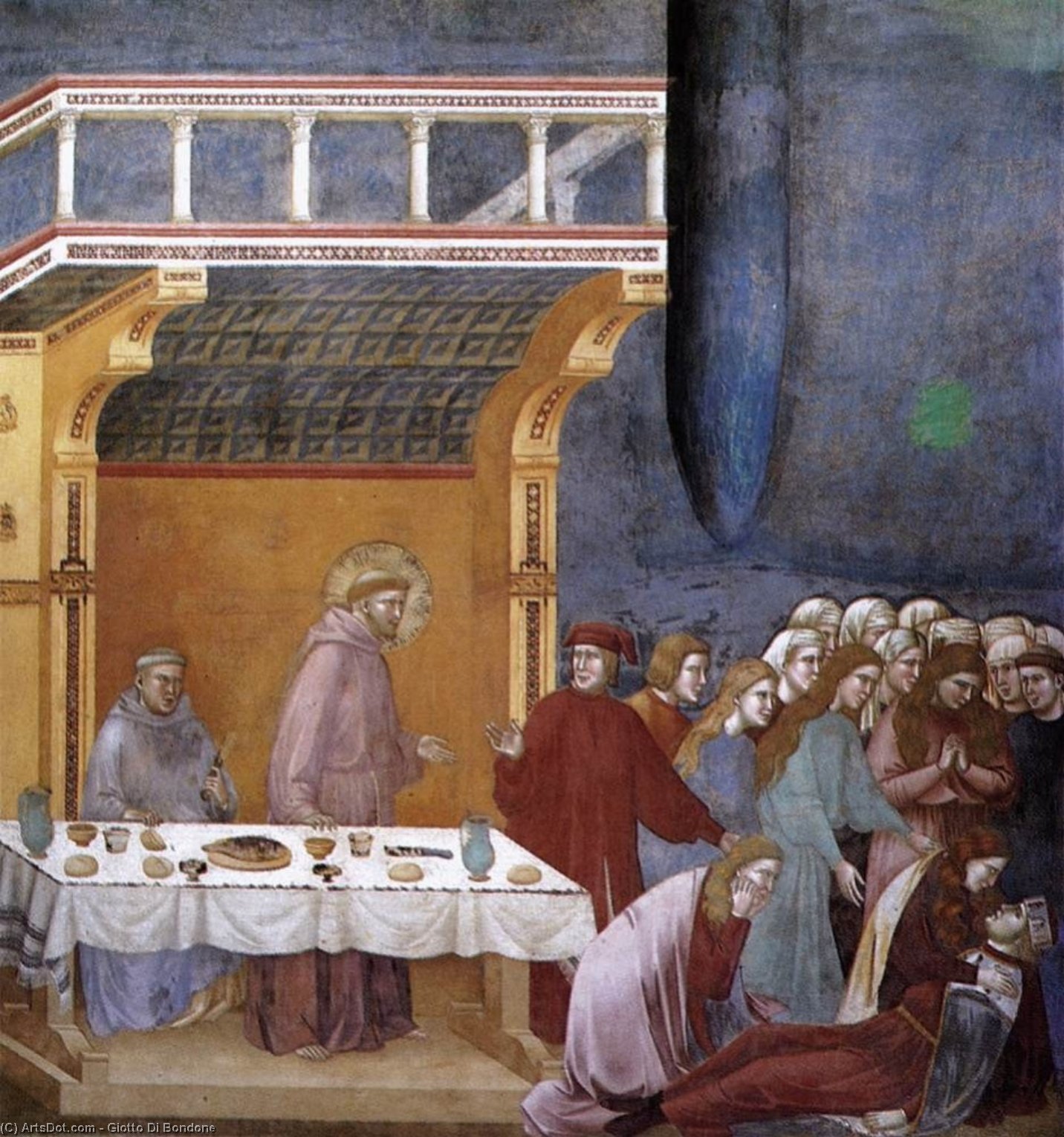 Wikioo.org - The Encyclopedia of Fine Arts - Painting, Artwork by Giotto Di Bondone - The Death of the Knight of Celano