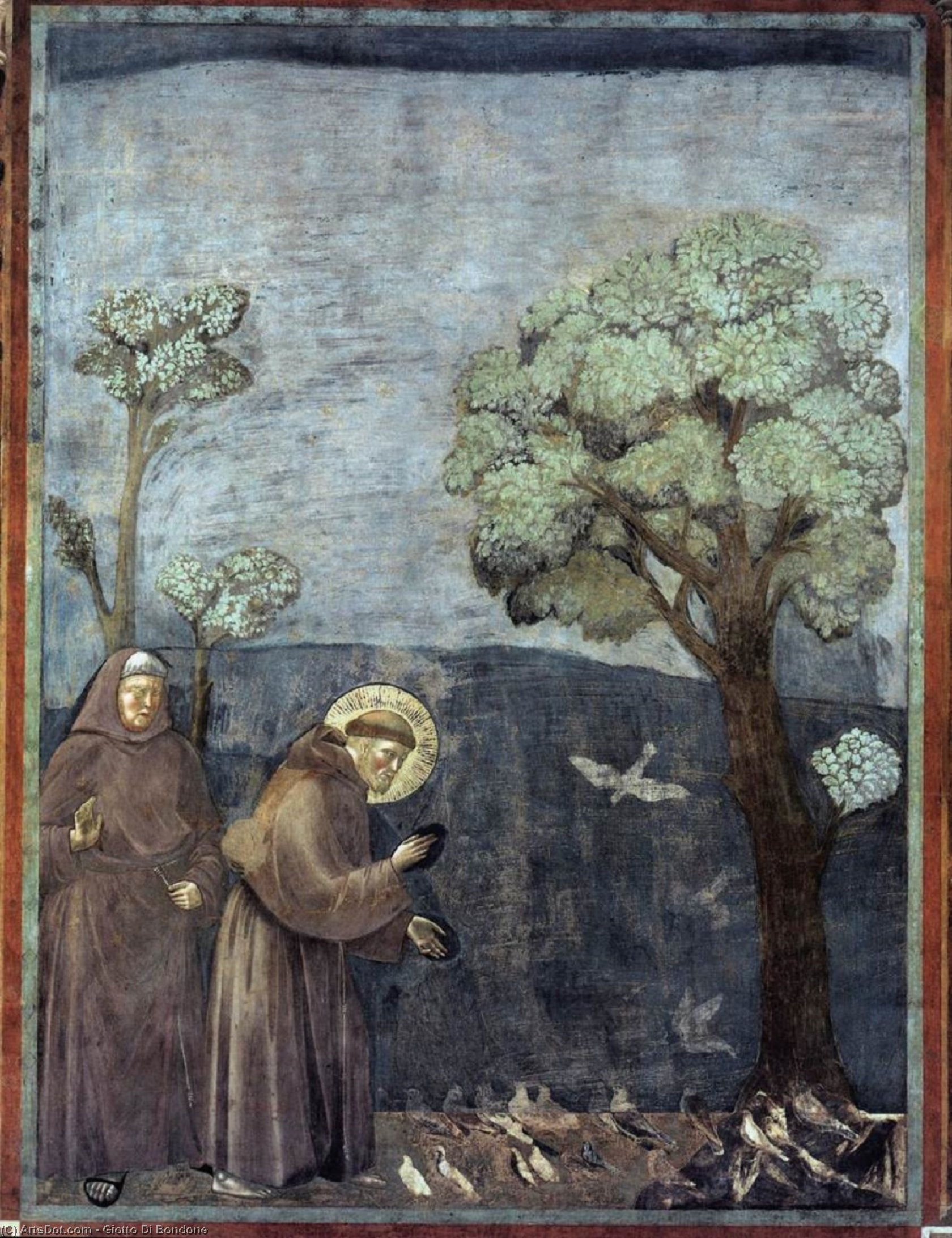Wikioo.org - สารานุกรมวิจิตรศิลป์ - จิตรกรรม Giotto Di Bondone - St. Francis Preaching to the Birds