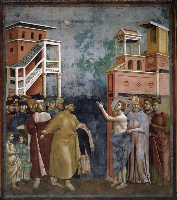 Wikioo.org – L'Enciclopedia delle Belle Arti - Pittura, Opere di Giotto Di Bondone - san francesco rinuncia  tutti  mondano  beni