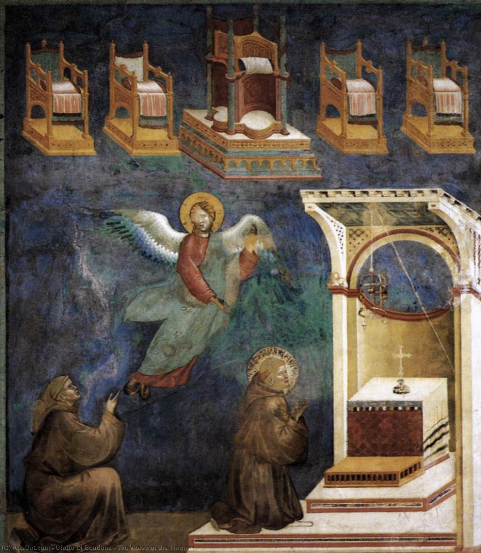 Wikioo.org – La Enciclopedia de las Bellas Artes - Pintura, Obras de arte de Giotto Di Bondone - La visión todaclasede  el  Tronos