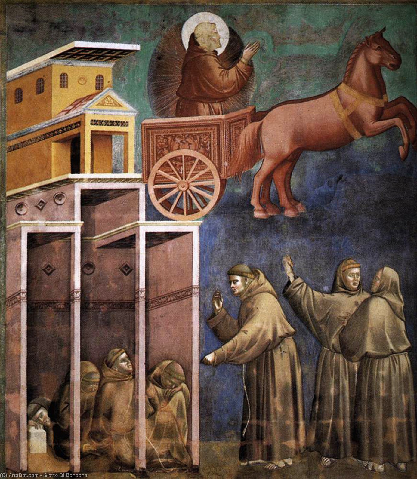 Wikioo.org - The Encyclopedia of Fine Arts - Painting, Artwork by Giotto Di Bondone - Vision of the Flaming Chariot