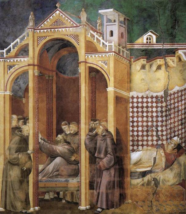 WikiOO.org - 백과 사전 - 회화, 삽화 Giotto Di Bondone - Apparition to Fra Agostino and to Bishop Guido of Arezzo