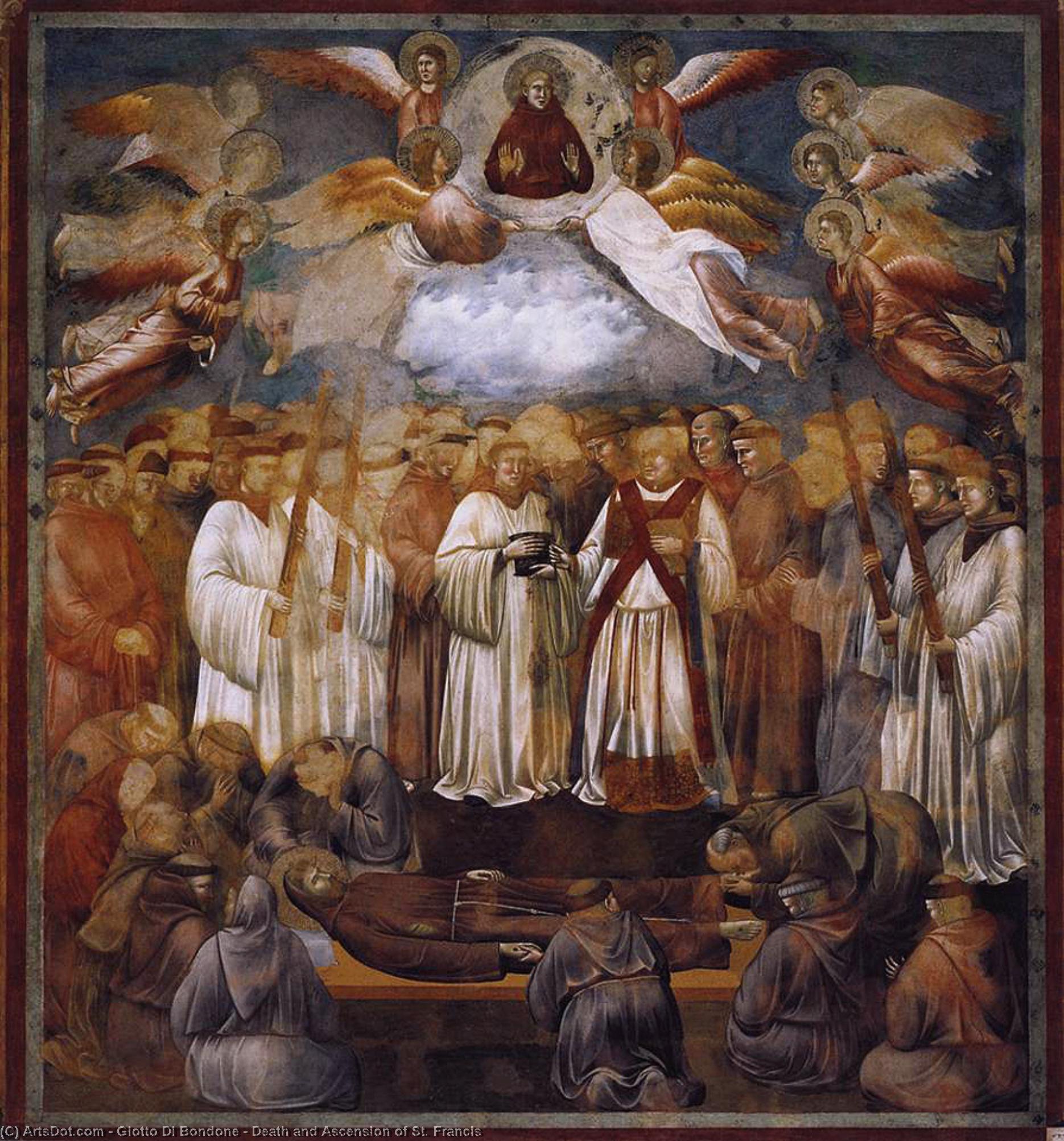 Wikioo.org - Encyklopedia Sztuk Pięknych - Malarstwo, Grafika Giotto Di Bondone - Death and Ascension of St. Francis