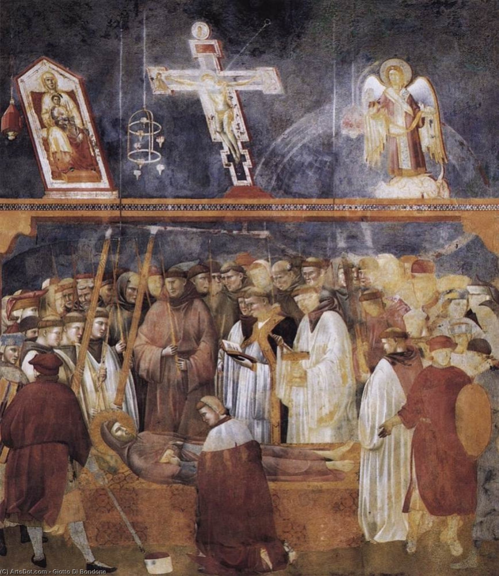WikiOO.org - Güzel Sanatlar Ansiklopedisi - Resim, Resimler Giotto Di Bondone - St. Jerome Checking the Stigmata on the Body of St. Francis