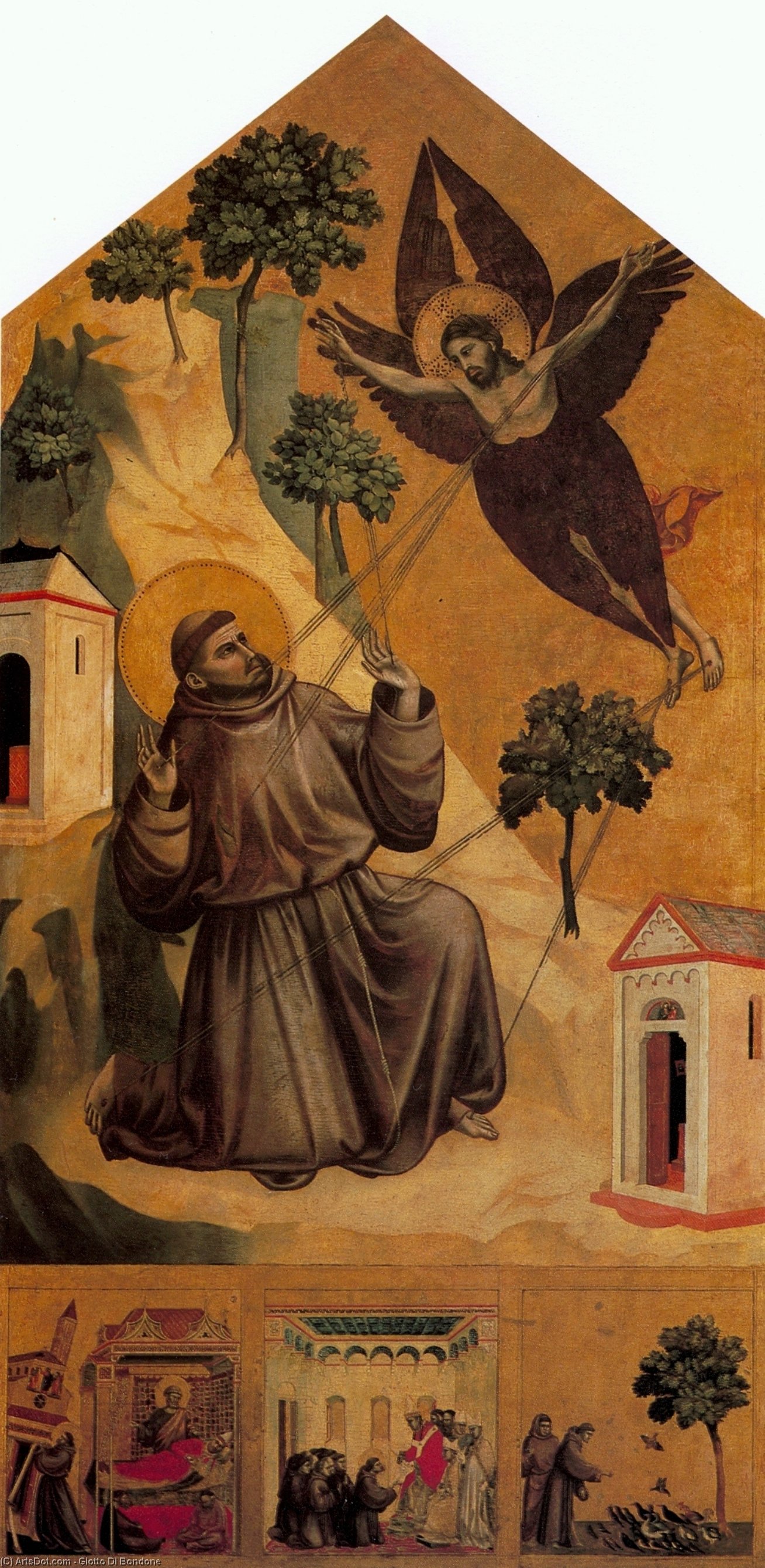 Wikioo.org - The Encyclopedia of Fine Arts - Painting, Artwork by Giotto Di Bondone - St. Francis Receiving the Stigmata