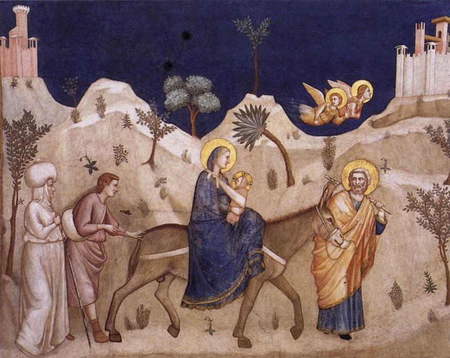 Wikioo.org – La Enciclopedia de las Bellas Artes - Pintura, Obras de arte de Giotto Di Bondone - Huida a Egipto