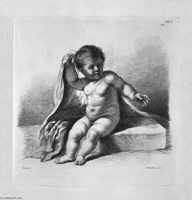 Wikioo.org - Bách khoa toàn thư về mỹ thuật - Vẽ tranh, Tác phẩm nghệ thuật Giovanni Battista Piranesi - Cherub sitting in the act of covering, by Guercino