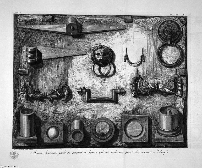Wikioo.org - The Encyclopedia of Fine Arts - Painting, Artwork by Giovanni Battista Piranesi - Handles, knockers, hinges found in Pompeii
