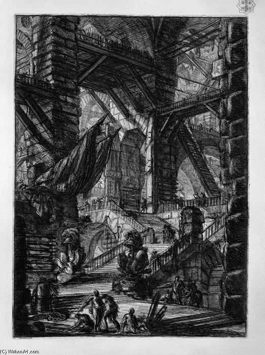 Wikioo.org - The Encyclopedia of Fine Arts - Painting, Artwork by Giovanni Battista Piranesi - The Staircase with Trophies