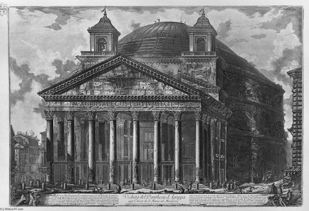 Wikioo.org - The Encyclopedia of Fine Arts - Painting, Artwork by Giovanni Battista Piranesi - View of the Pantheon of Agrippa