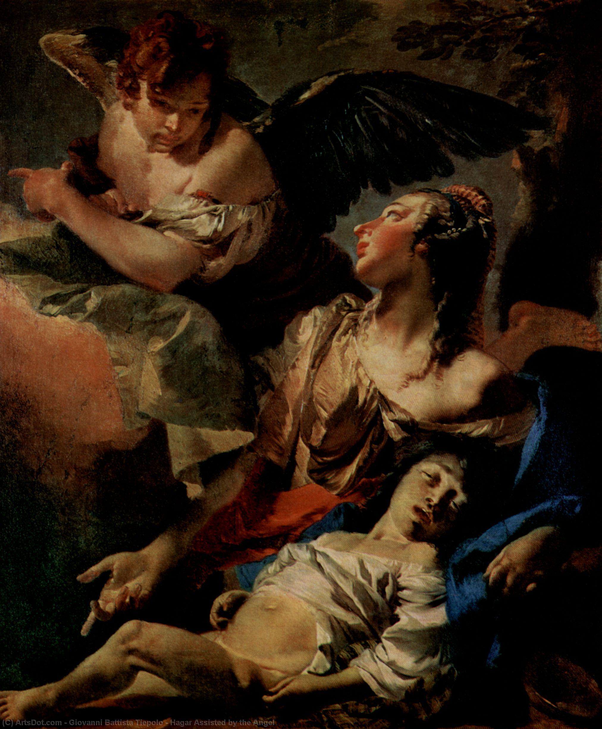 Wikioo.org - The Encyclopedia of Fine Arts - Painting, Artwork by Giovanni Battista Tiepolo - Hagar Assisted by the Angel
