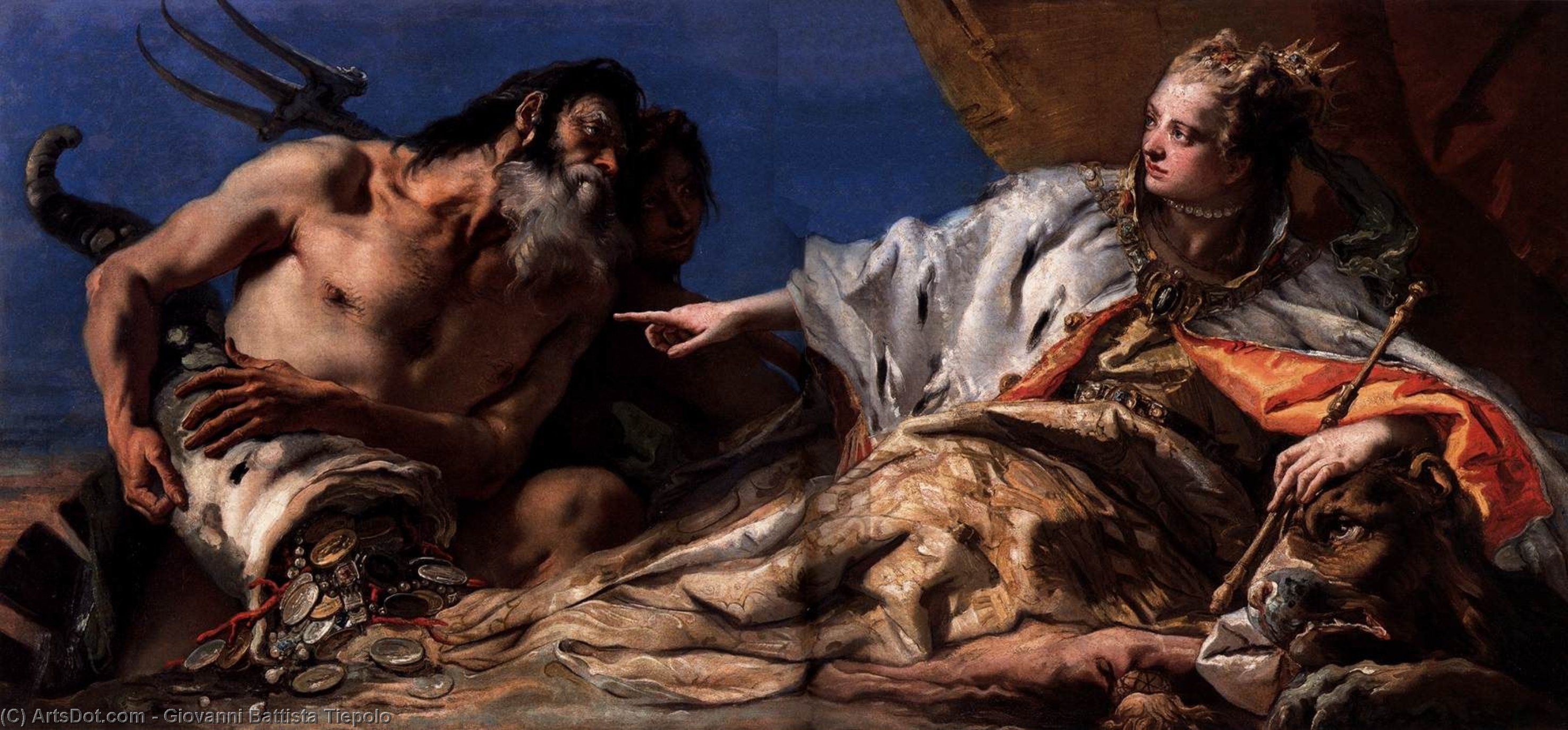 Wikioo.org - The Encyclopedia of Fine Arts - Painting, Artwork by Giovanni Battista Tiepolo - Neptune Offering Gifts to Venice