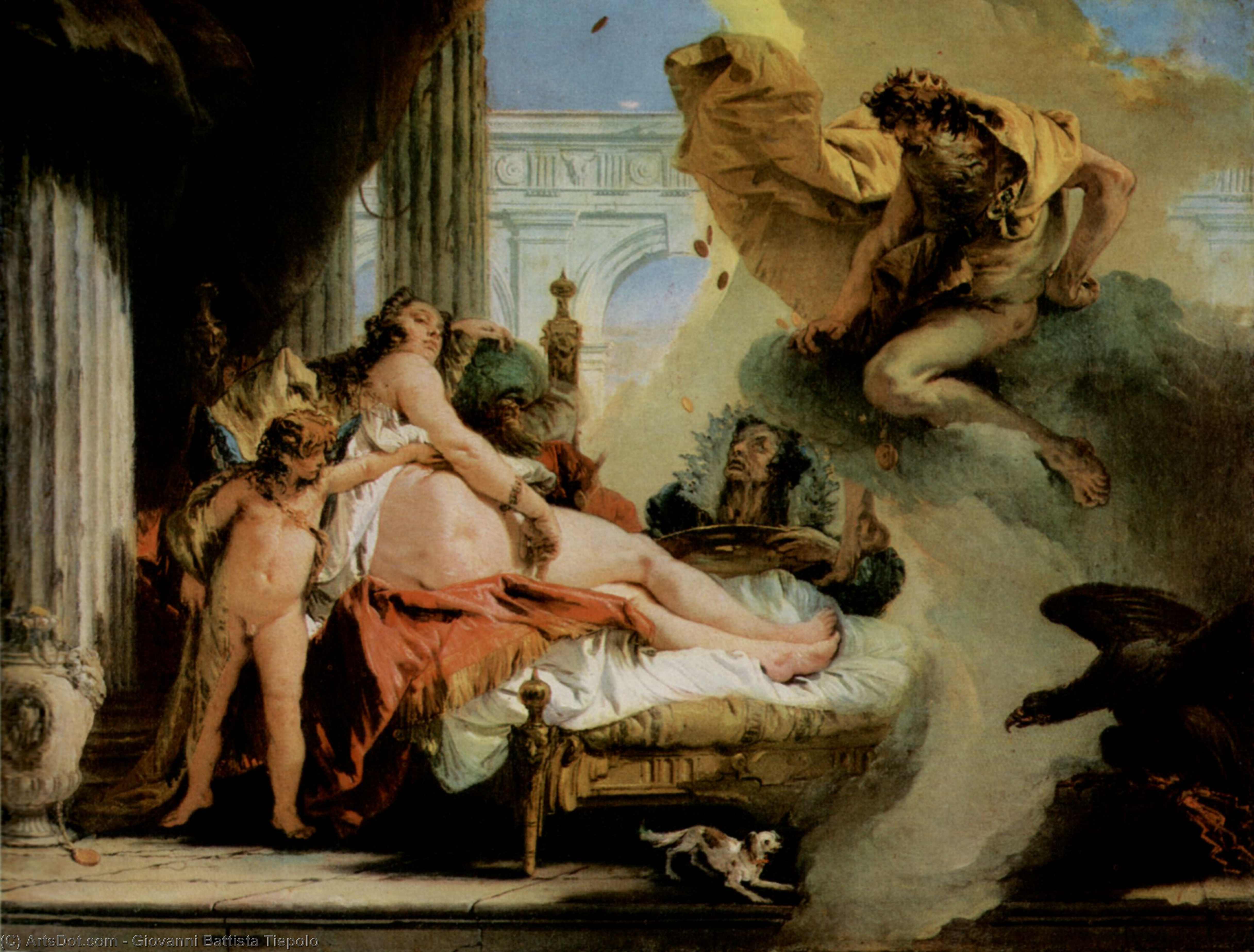 Wikioo.org - Die Enzyklopädie bildender Kunst - Malerei, Kunstwerk von Giovanni Battista Tiepolo - Jupiter und Danae