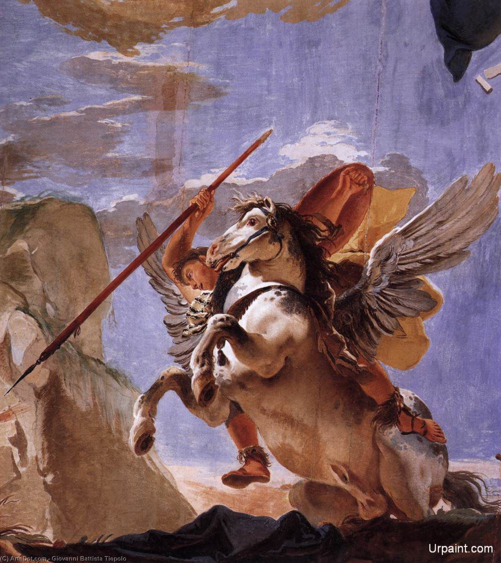 Wikioo.org - สารานุกรมวิจิตรศิลป์ - จิตรกรรม Giovanni Battista Tiepolo - The Force of Eloquence, Bellerophon and Pegasus
