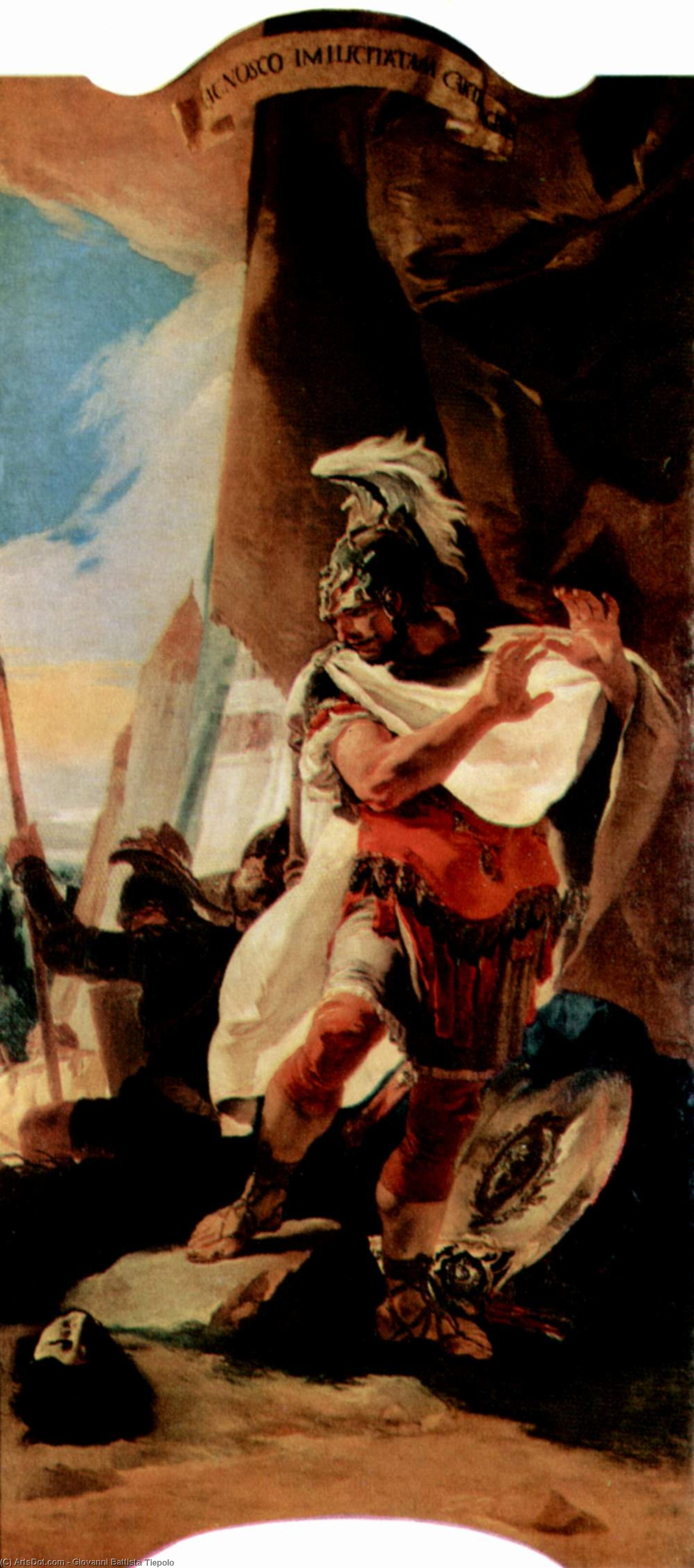 Wikioo.org – La Enciclopedia de las Bellas Artes - Pintura, Obras de arte de Giovanni Battista Tiepolo - Hannibal mira el jefe de Asdrúbal