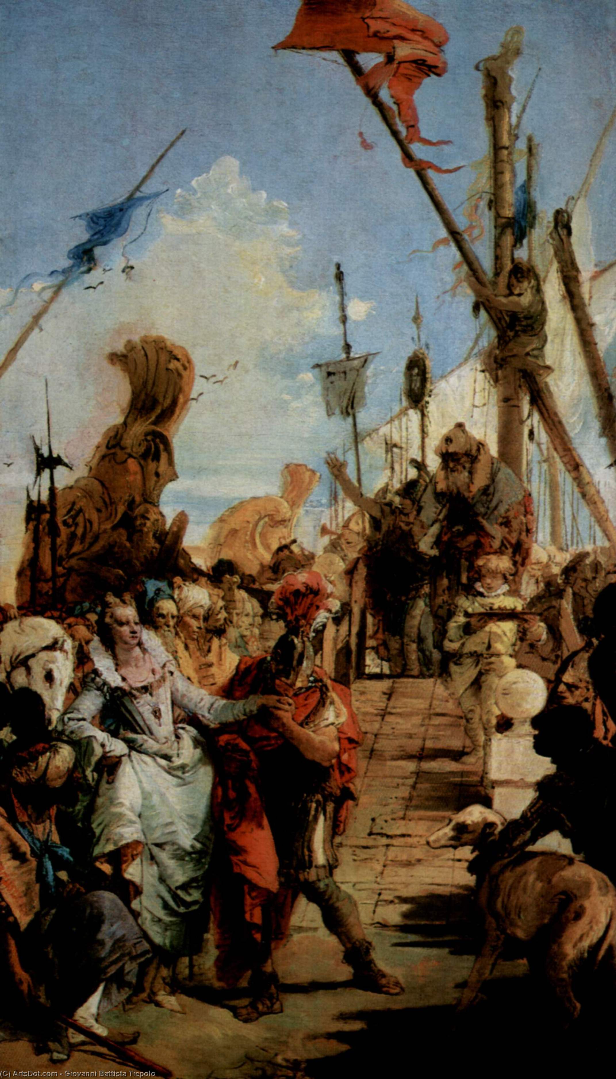 WikiOO.org - Εγκυκλοπαίδεια Καλών Τεχνών - Ζωγραφική, έργα τέχνης Giovanni Battista Tiepolo - Meeting of Marc Anthony and Cleopatra