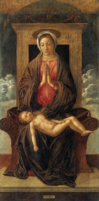 Wikioo.org - The Encyclopedia of Fine Arts - Painting, Artwork by Giovanni Bellini - Madonna Enthroned Cherishing the Sleeping Child