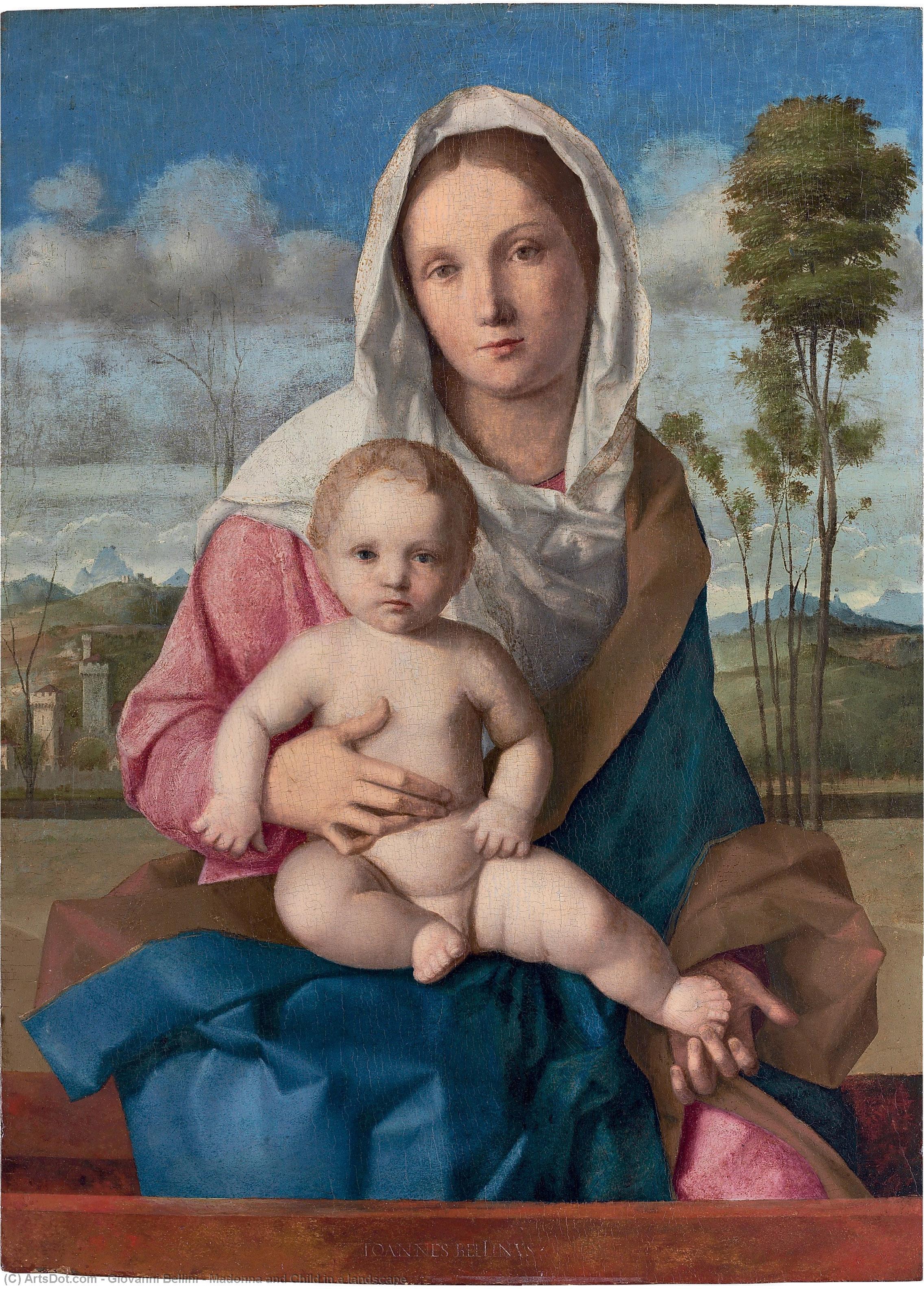 WikiOO.org - 百科事典 - 絵画、アートワーク Giovanni Bellini - マドンナと子供 には 風景