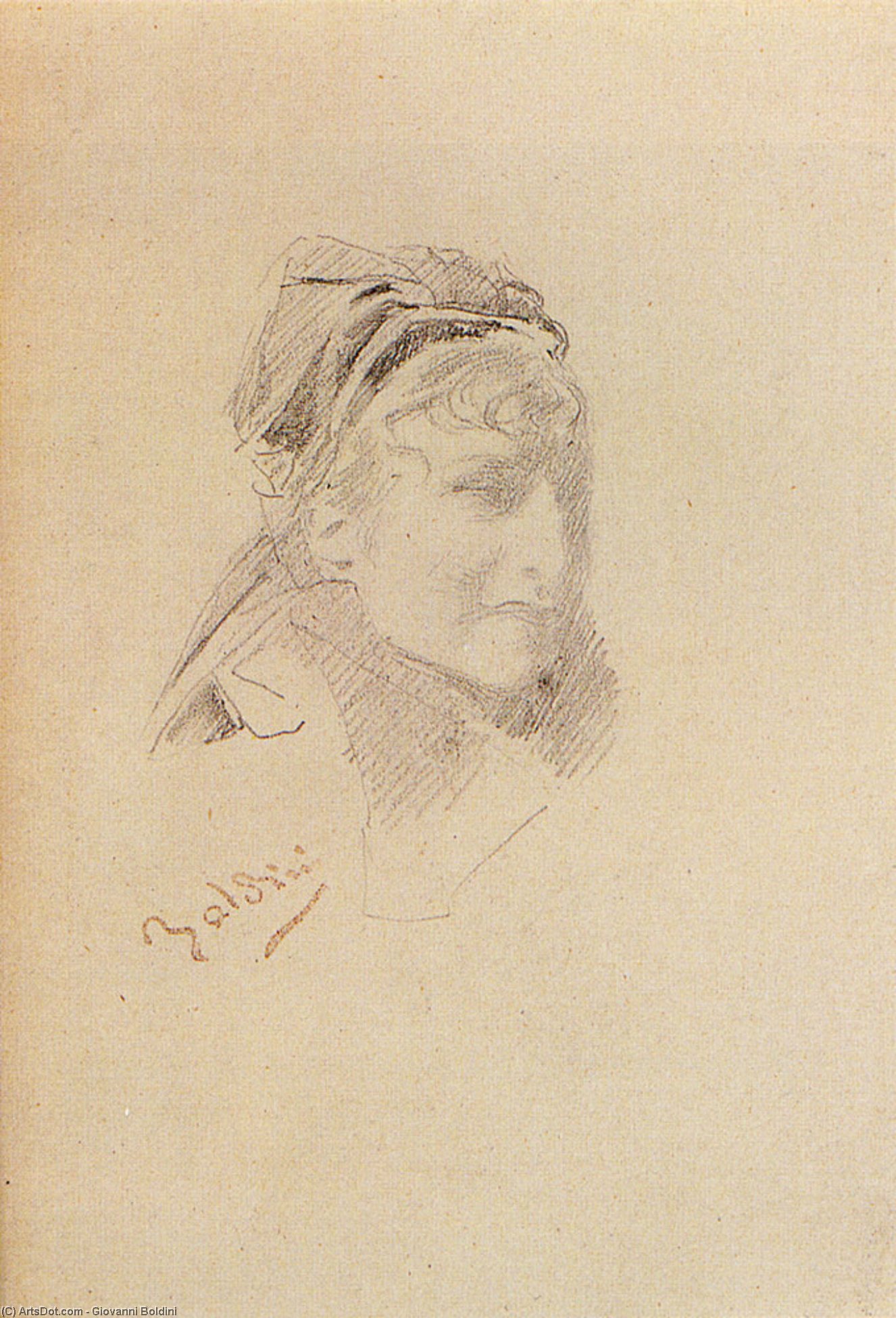 WikiOO.org - Enciklopedija likovnih umjetnosti - Slikarstvo, umjetnička djela Giovanni Boldini - Portrait Of Sarah Bernhardt