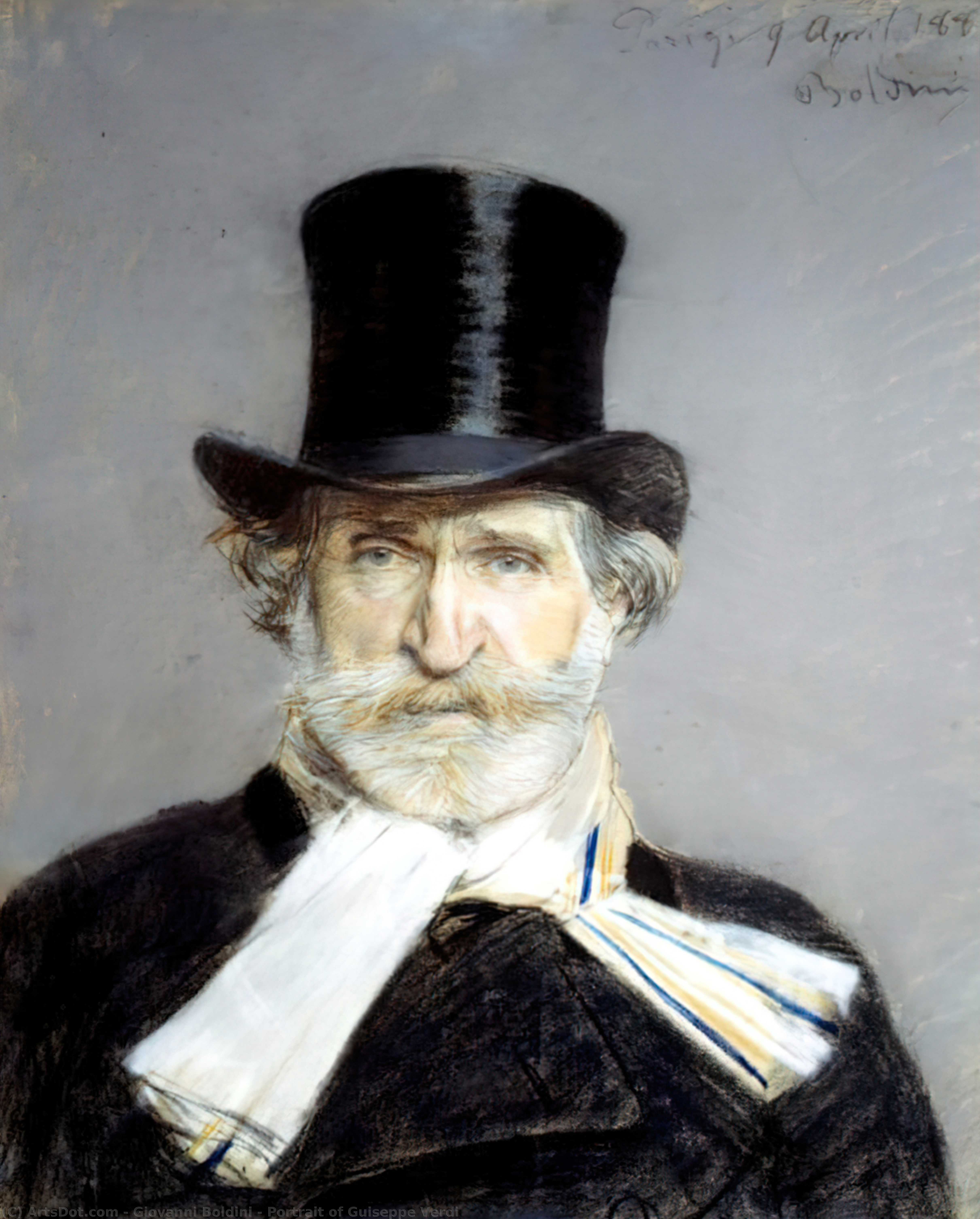 Wikioo.org - Encyklopedia Sztuk Pięknych - Malarstwo, Grafika Giovanni Boldini - Portrait of Guiseppe Verdi