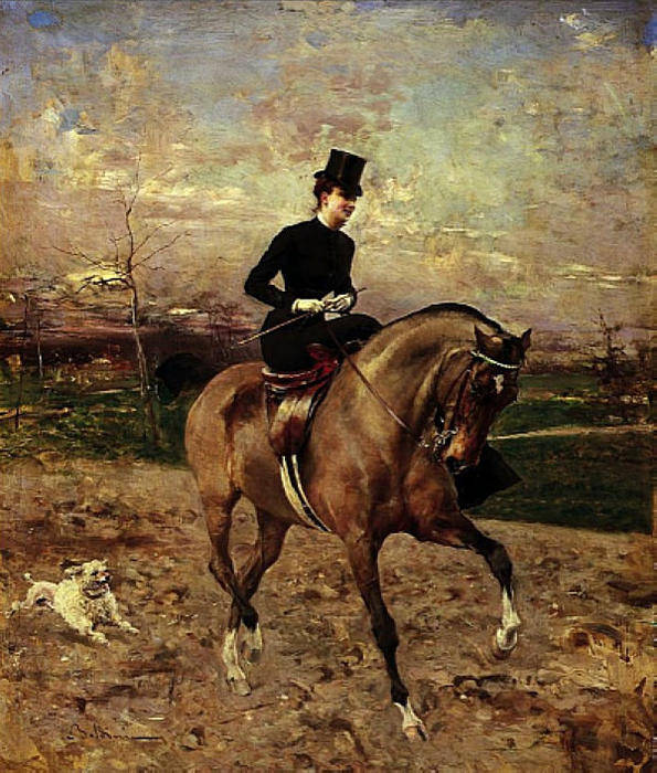 Wikioo.org - The Encyclopedia of Fine Arts - Painting, Artwork by Giovanni Boldini - The Amazon with Puppy