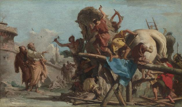 WikiOO.org - Енциклопедия за изящни изкуства - Живопис, Произведения на изкуството Giovanni Domenico Tiepolo - Building of the Troyan Horse
